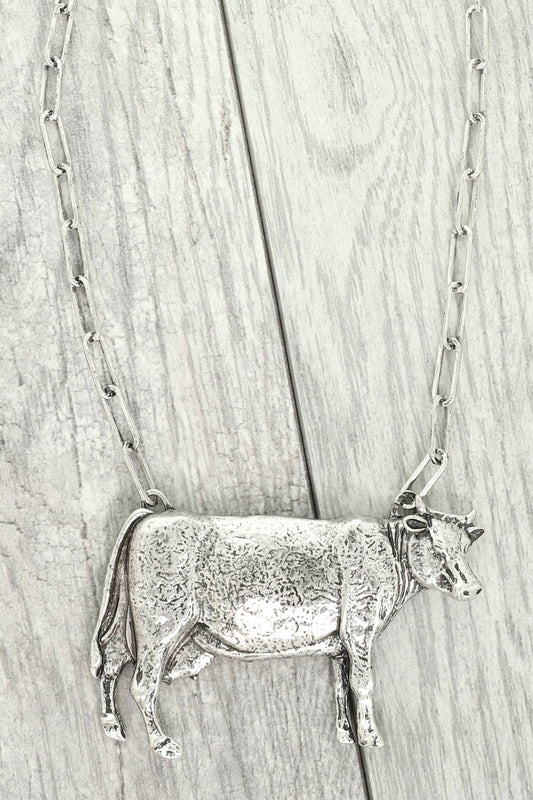Western Cow Pendant Necklace