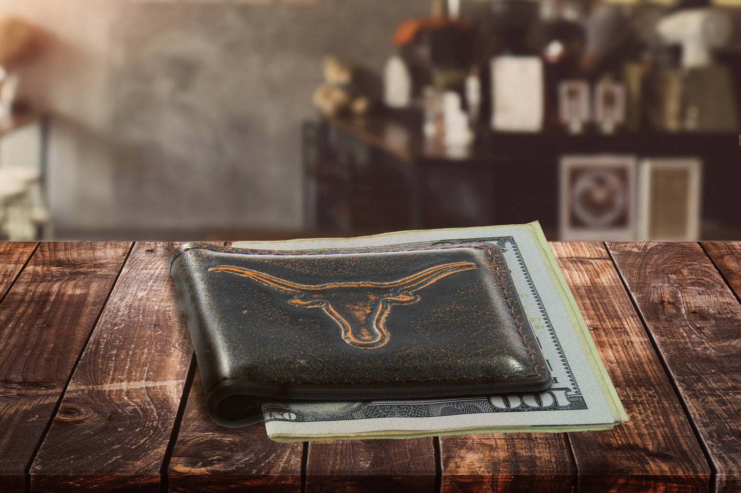 Texas Longhorns Zep Burnished Leather Money Clip