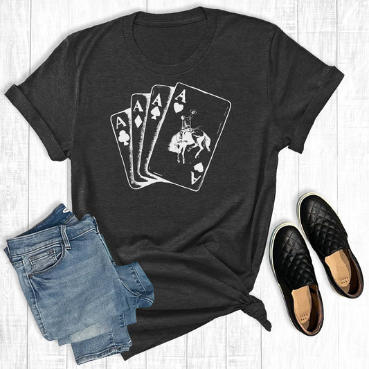 Cowboy Playing Cards Charcoal: Charcoal Short Sleeve