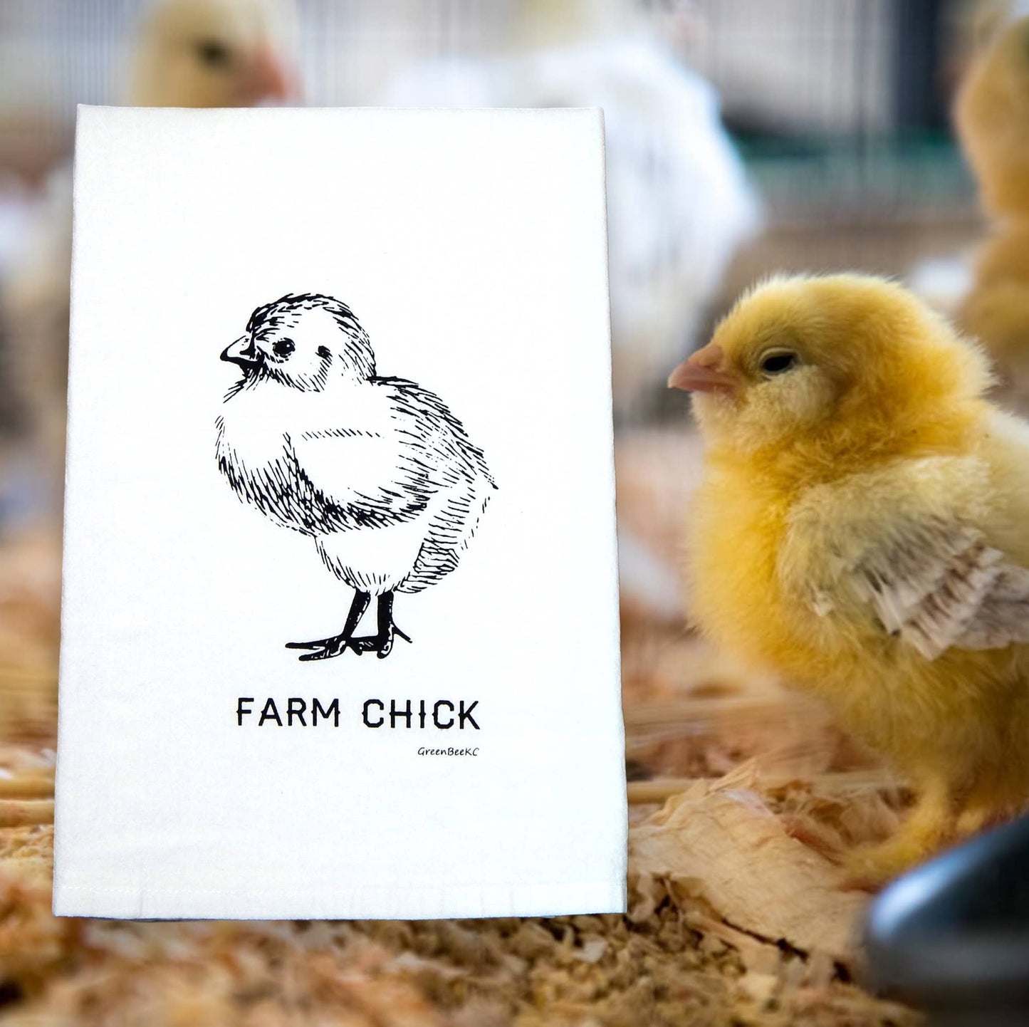 Farm Kicthen Towel | Tea Towels | Chicken Dish Towels: Black Green Bee