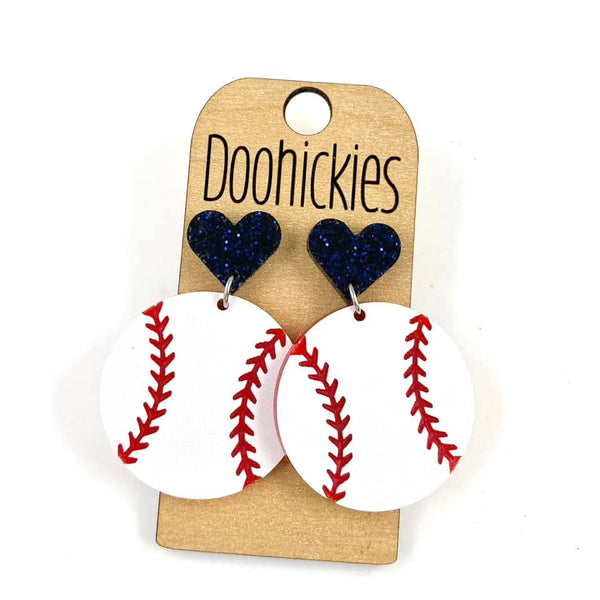 Heart Baseball Dangles - Maroon Doohickie