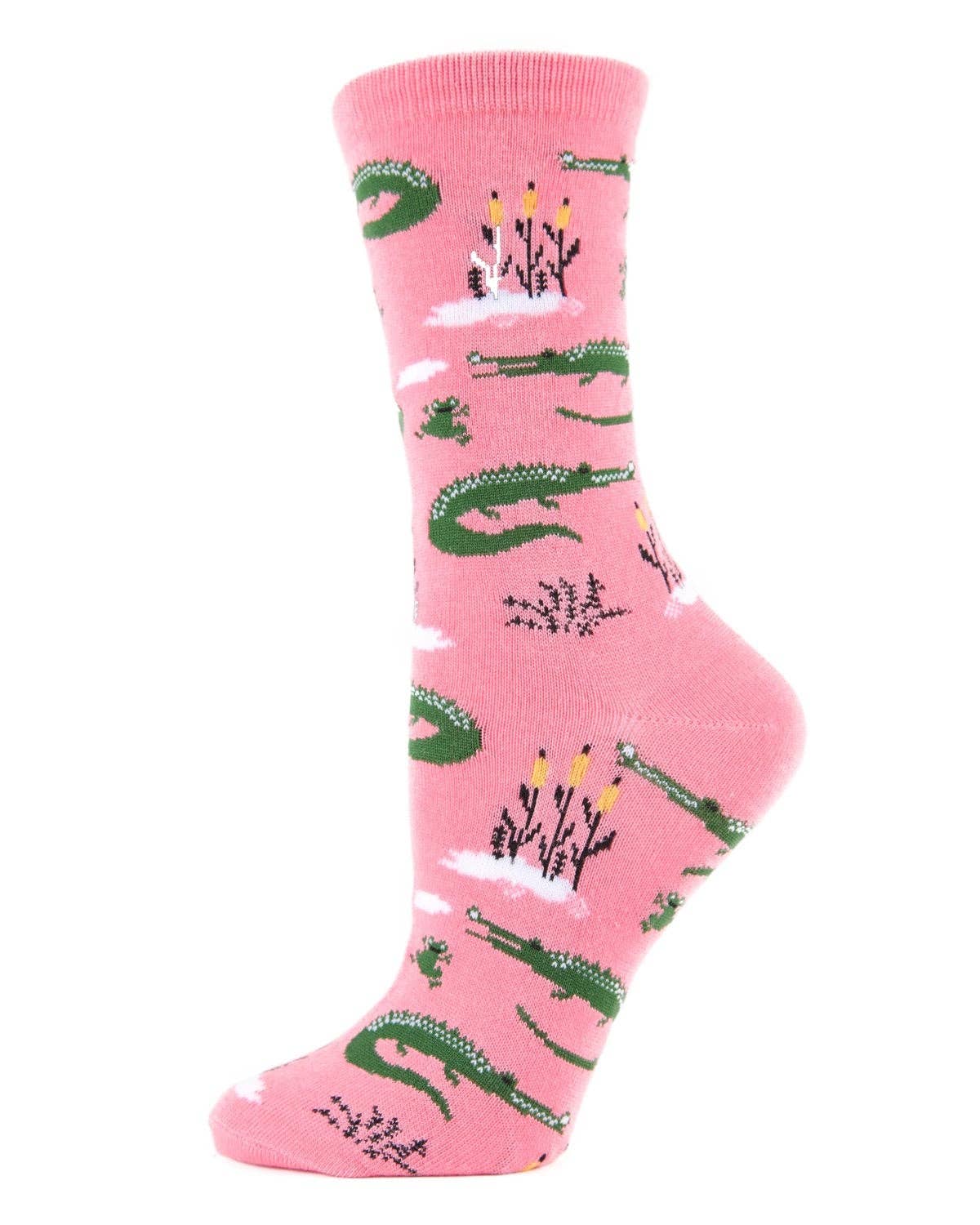 MeMoi Later Gator Bamboo Ladies Crew Socks: Confetti Pink / 9-11 Inf Class