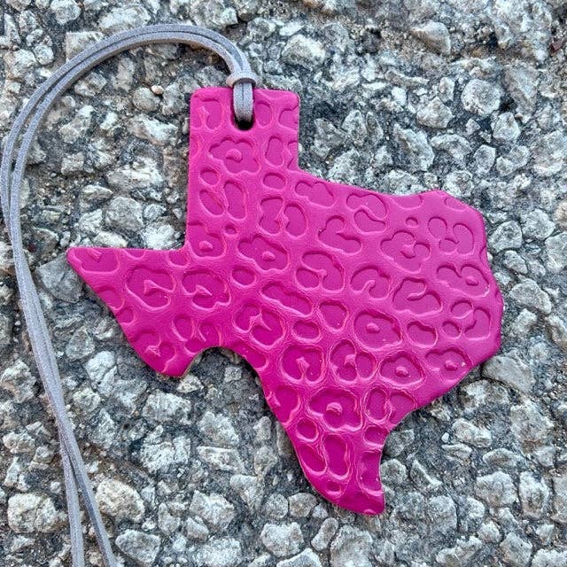 Texas Shape Leather Cheetah Air Freshie Fuchsia / Butt Naked Callahan