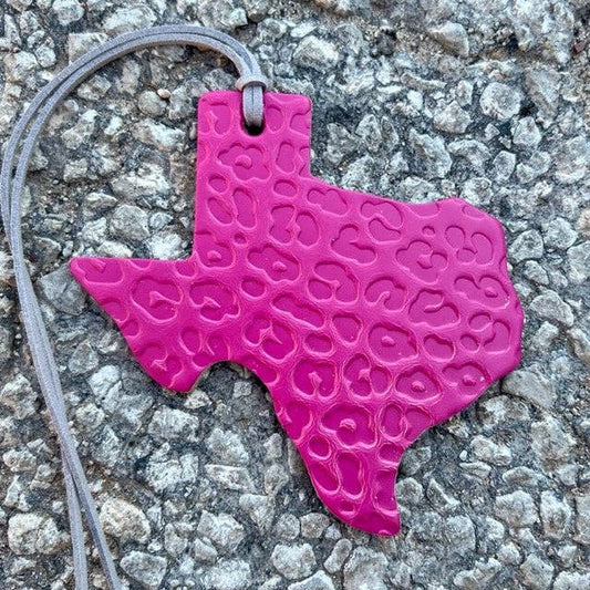 Texas Shape Leather Cheetah Air Freshie Fuchsia / Butt Naked Callahan