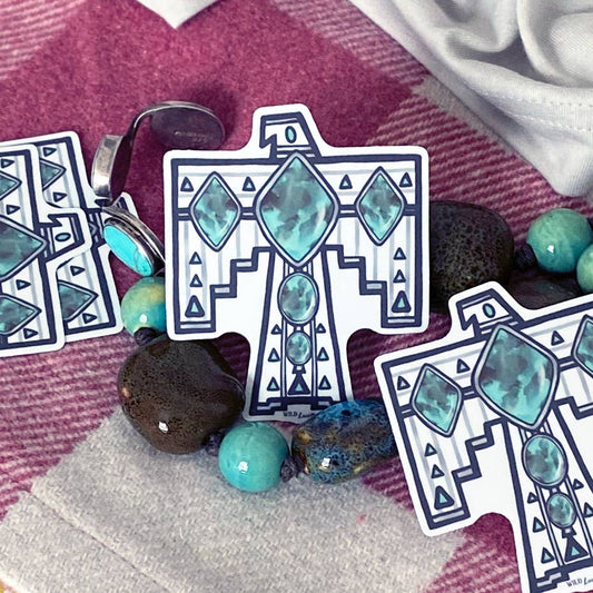 Hand Drawn Turquoise Thunderbird - wild lucile