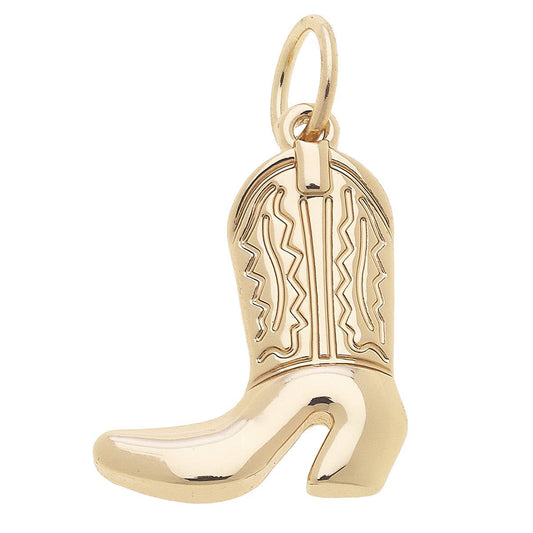 Cowboy Boot Charm in Shiny Gold Canvas