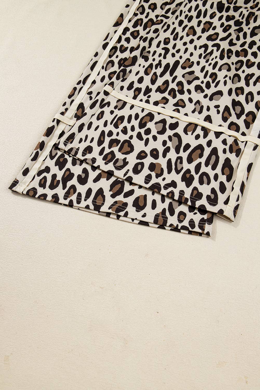 Khaki Leopard Wide Leg Cropped Pants 66