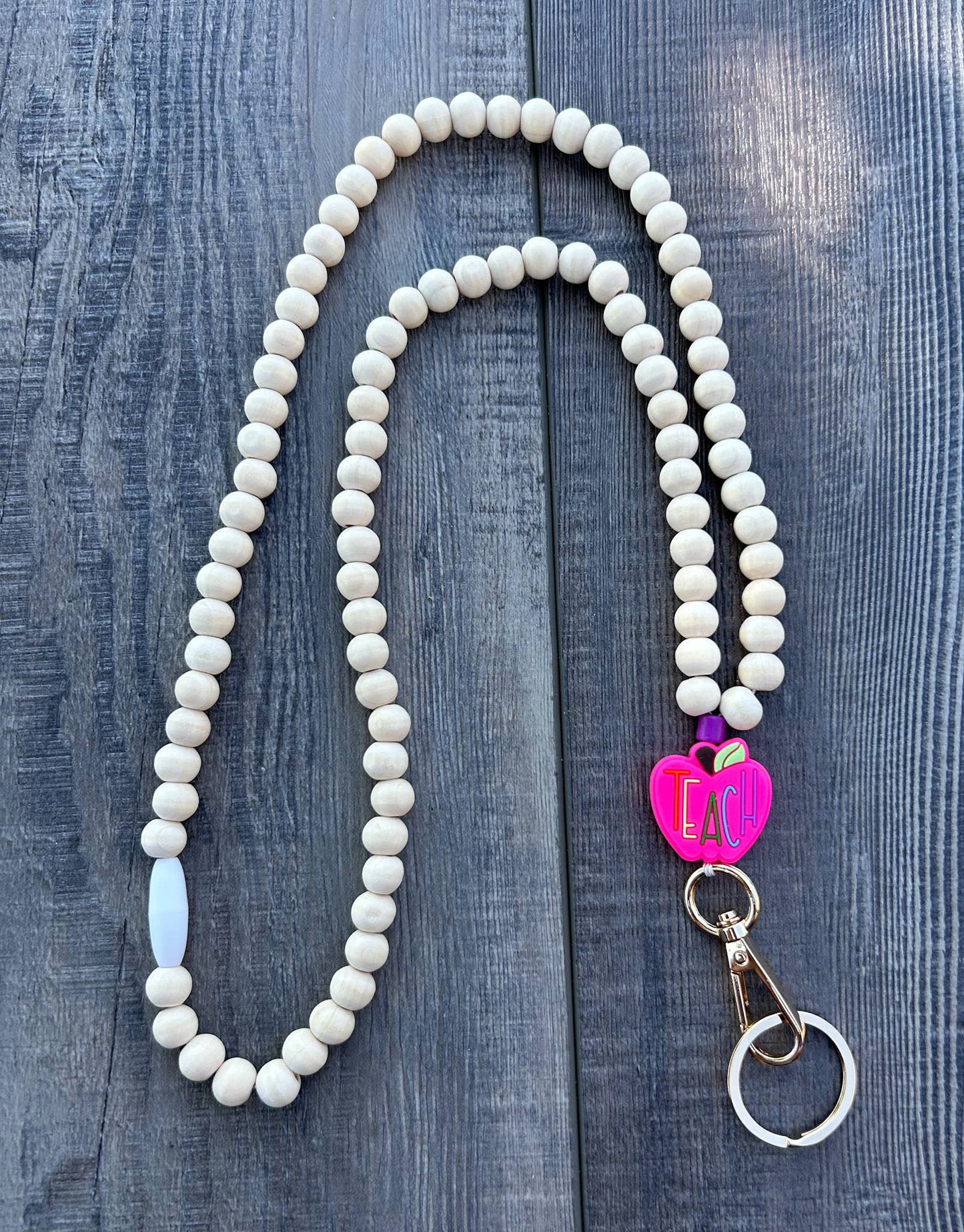 Pink Apple Teach Lanyard with Breakaway Clasp JInk Tx\ Fl