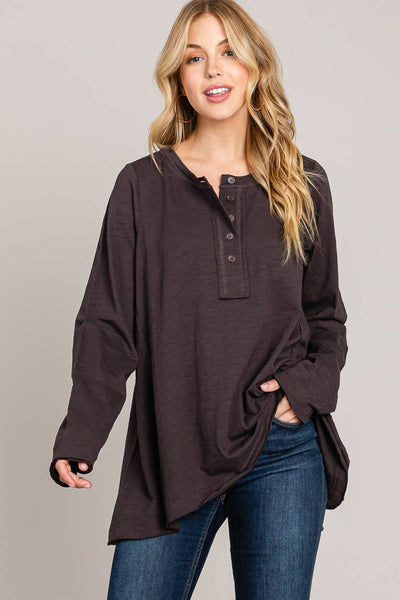 Everyday Fall/Winter Flowy Women's Top Cotton Bleu