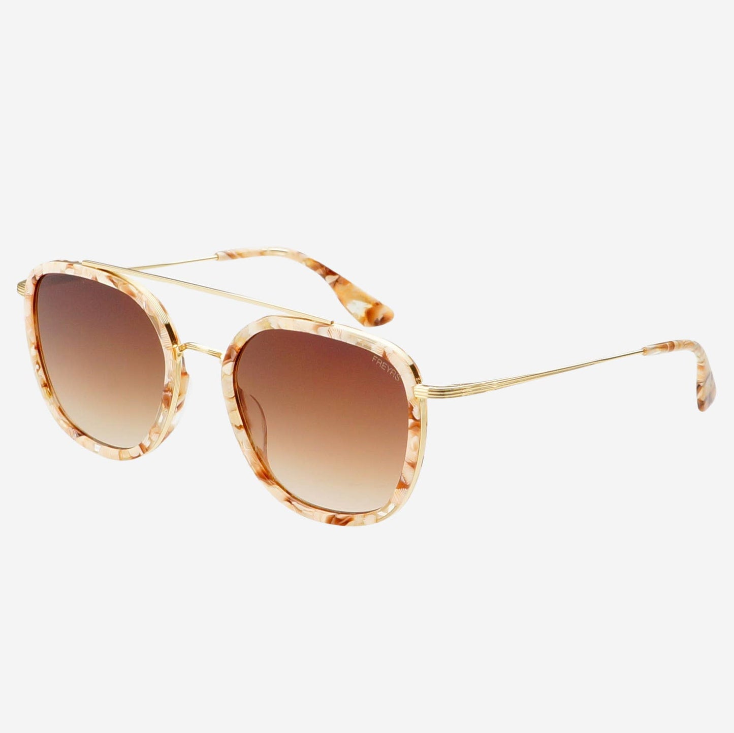 Weston Acetate Round Unisex Sunglasses: Pink Pearl / Brown Freyrs