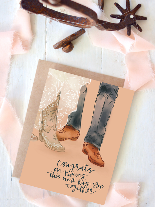 Congrats On Taking The Next Step Western Wedding Card Tirzah