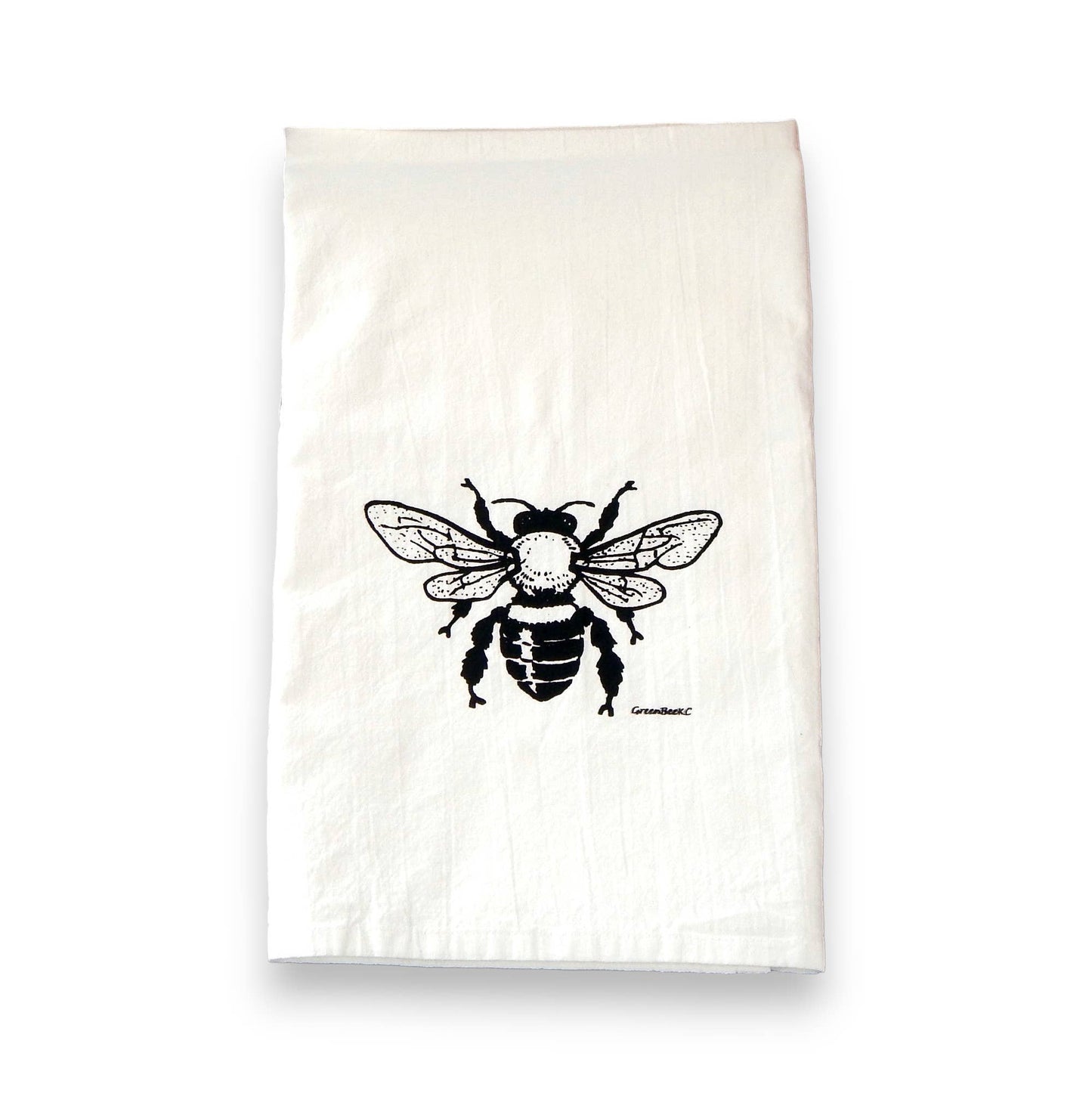 Bee Kitchen Towel | Tea Towels | Flour Sack Dish Towels: Black
