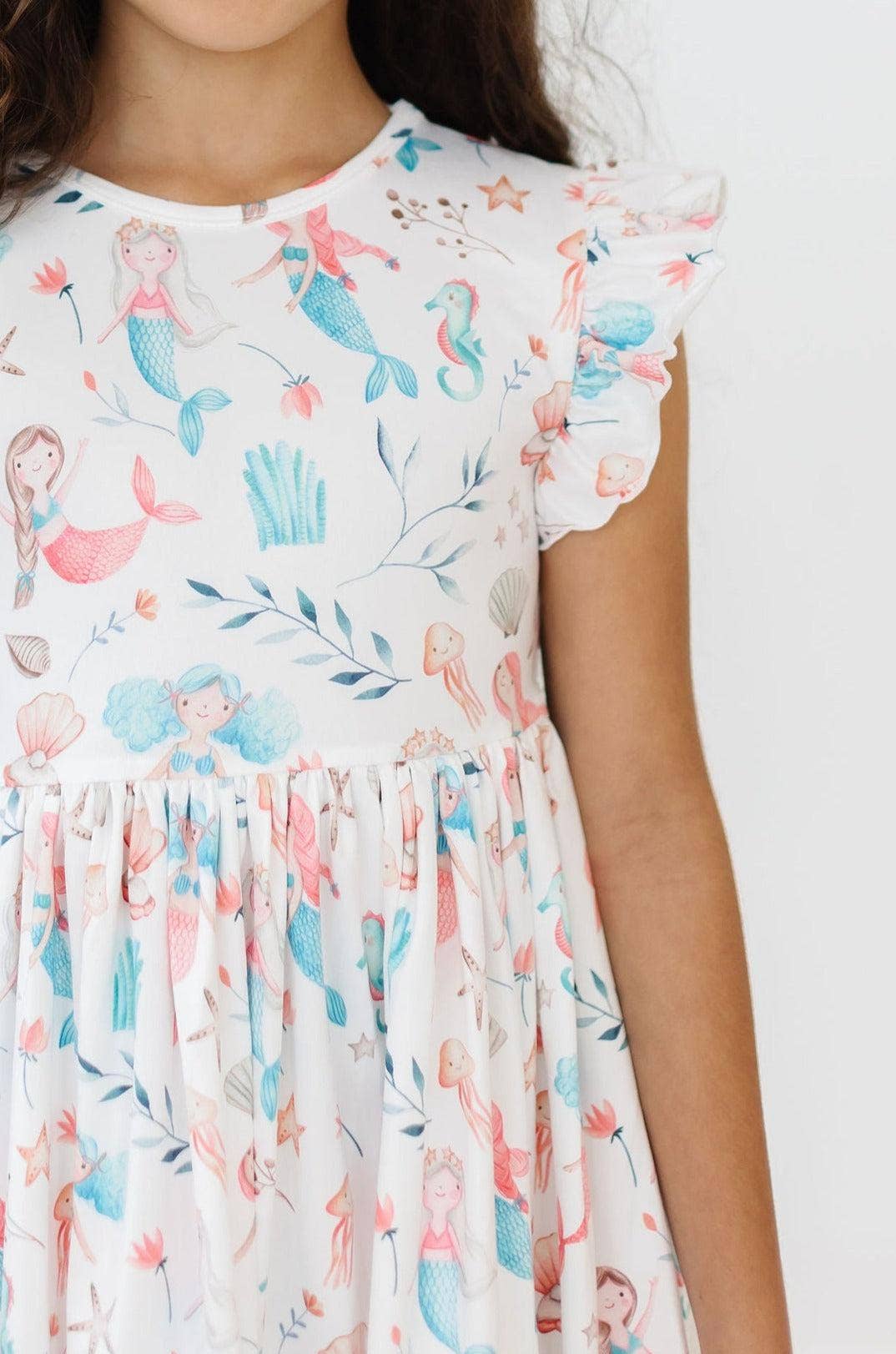 Mermaid Friends Flutter Sleeve Twirl Dress: 5/6