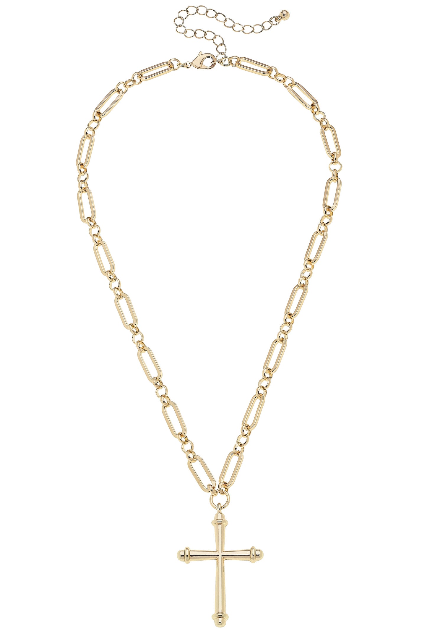 Esther Cross Linked Necklace in Shiny Gold Canvas