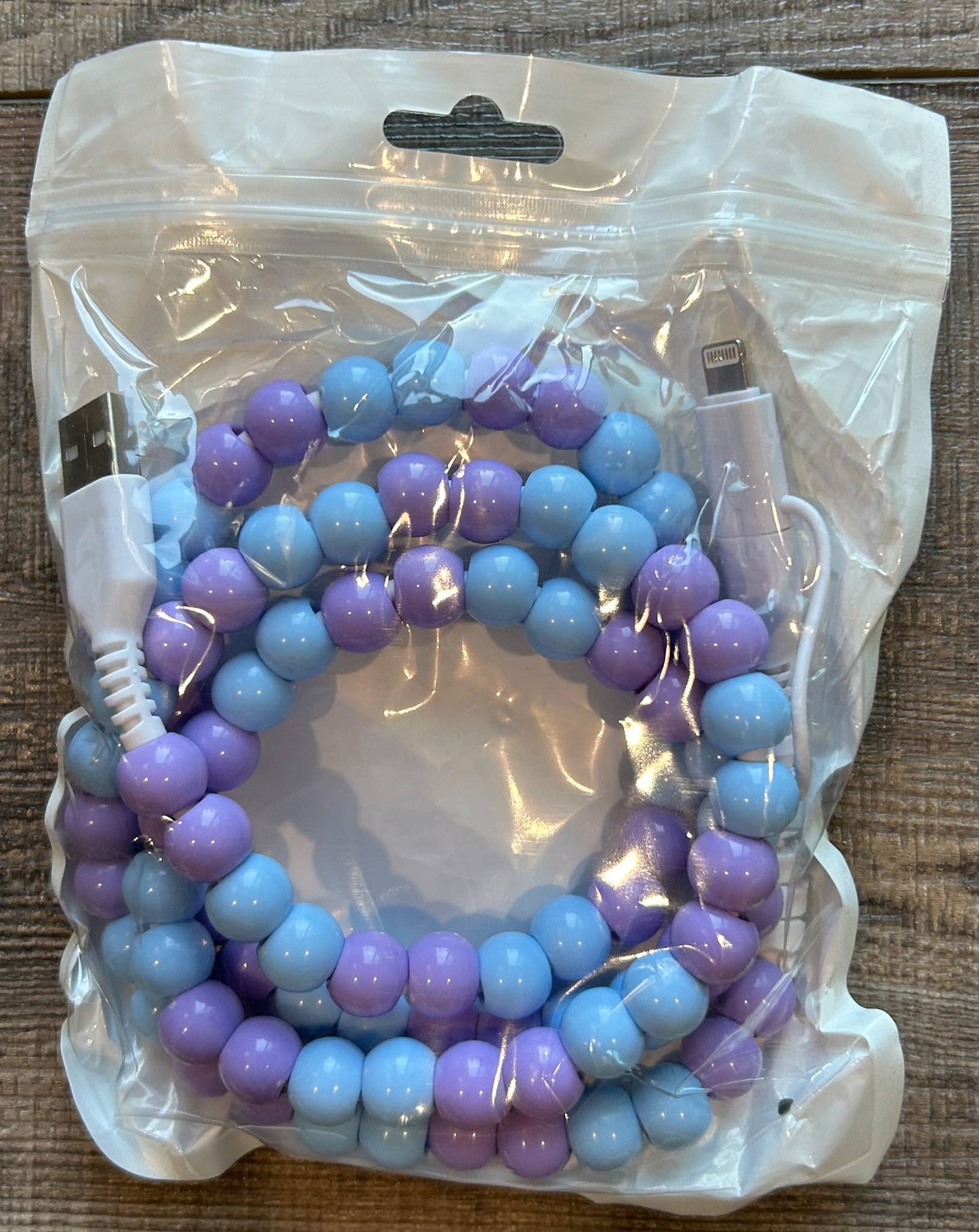 Beaded Phone Charger with Lightning & USB-C Cable: Turquoise JInk Tx