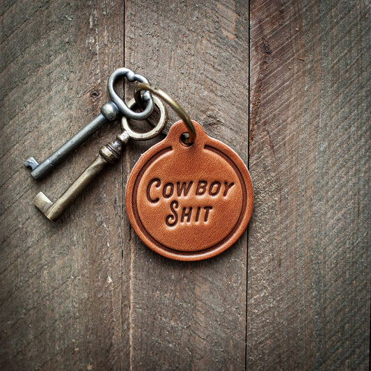 Cowboy Shit Leather Keychain Circle Sugarhouse