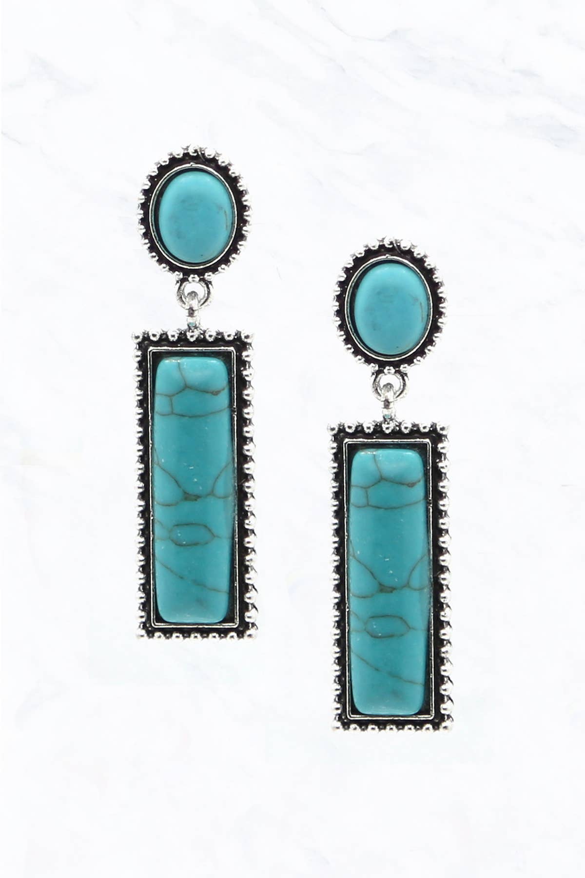 Turquoise Stone Post Dangle Earrings Susie Q