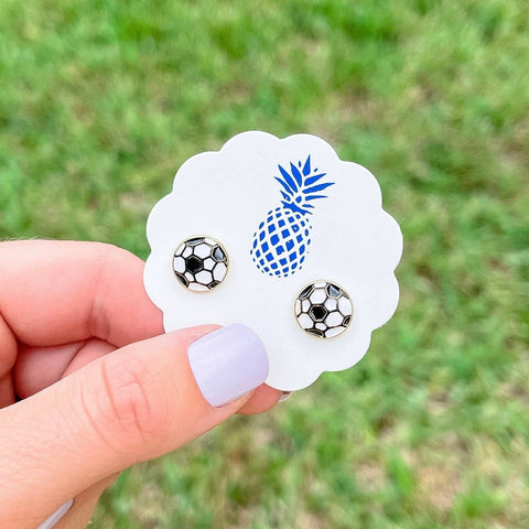 Soccer Ball Signature Enamel Stud Earrings Prep Obsessed