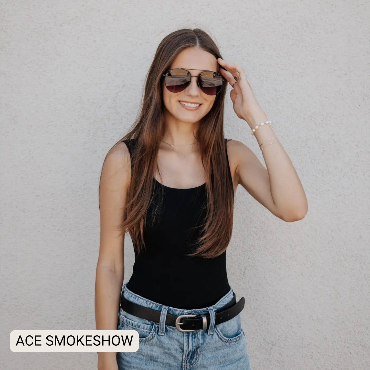 ACE - Unisex Aviator Sunglasses – Polarized Hair-Friendly: Jet Black Tx Dax