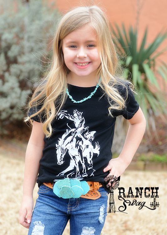 Vintage Bronc - Kids Graphic T-Shirt: Black  Ranch Swags