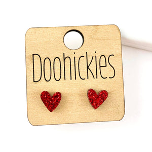 8mm Tiny Confetti Valentine Hearts - Valentines Earrings: Red Doohickie