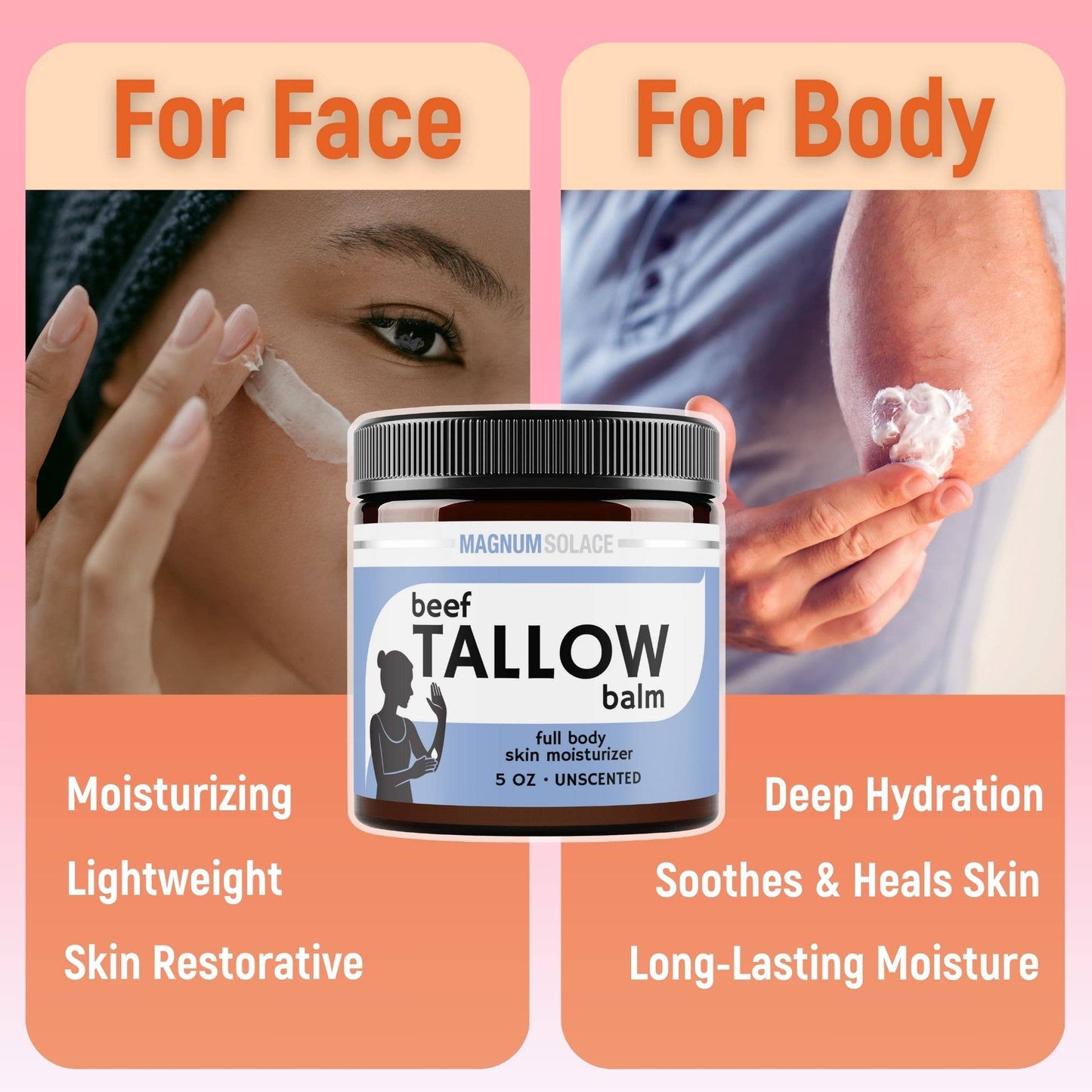 Beef Tallow Balm for Skin, 5 oz Magnum