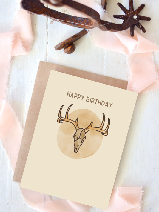 Happy Birthday Deer Antlers Hunter Birthday Card Tirzah