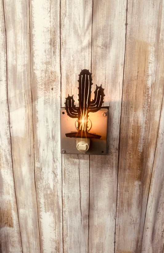 Emporium Cactus Image Rustic Night Light ironwork