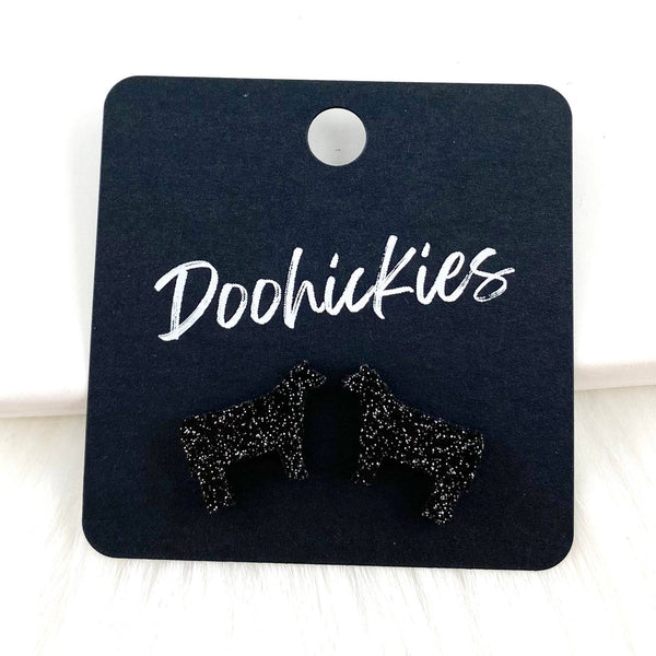 Show Animal Studs -Western Earrings: Pink Glitter Pigs Doohickie