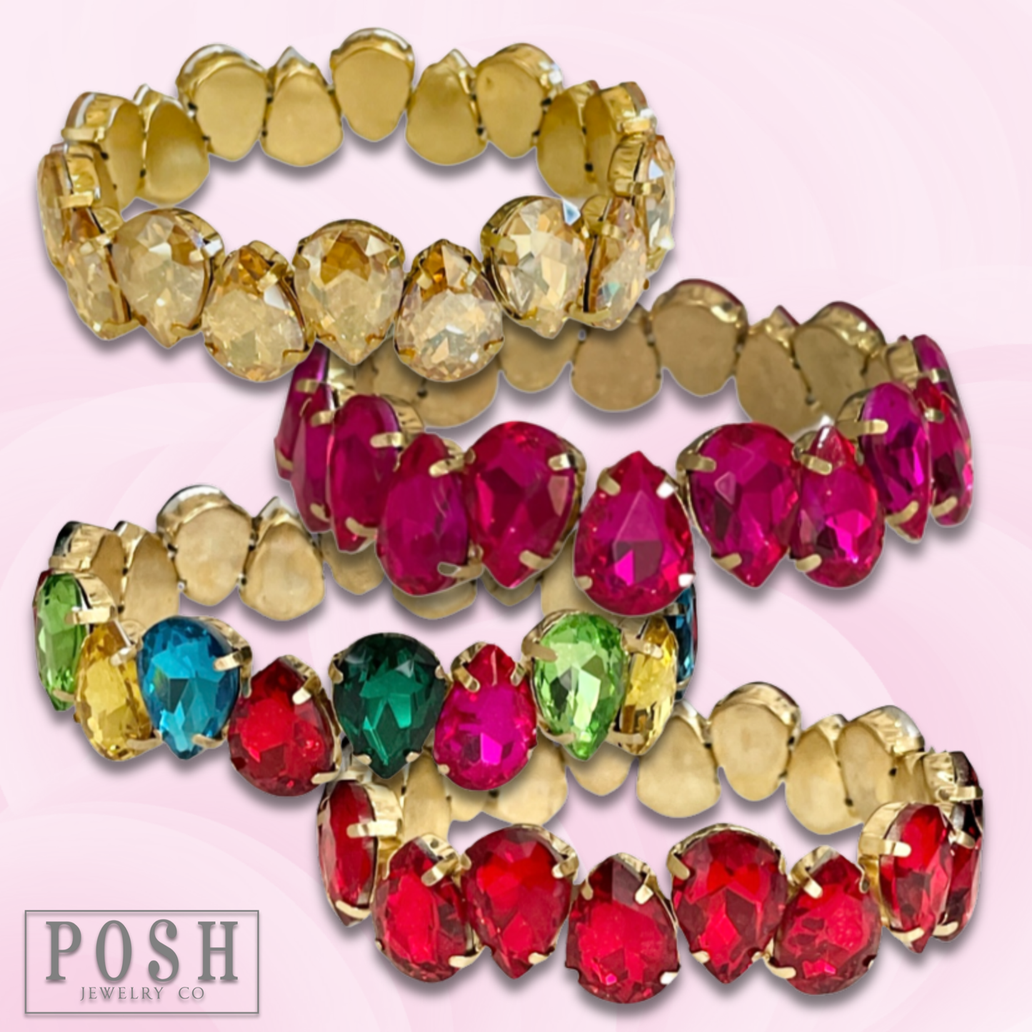Chunky Rhinestone teardrop bracelet - LC: PP
