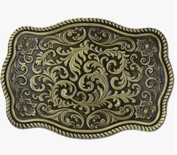 Rectangle Flora Etched Buckle  Simple