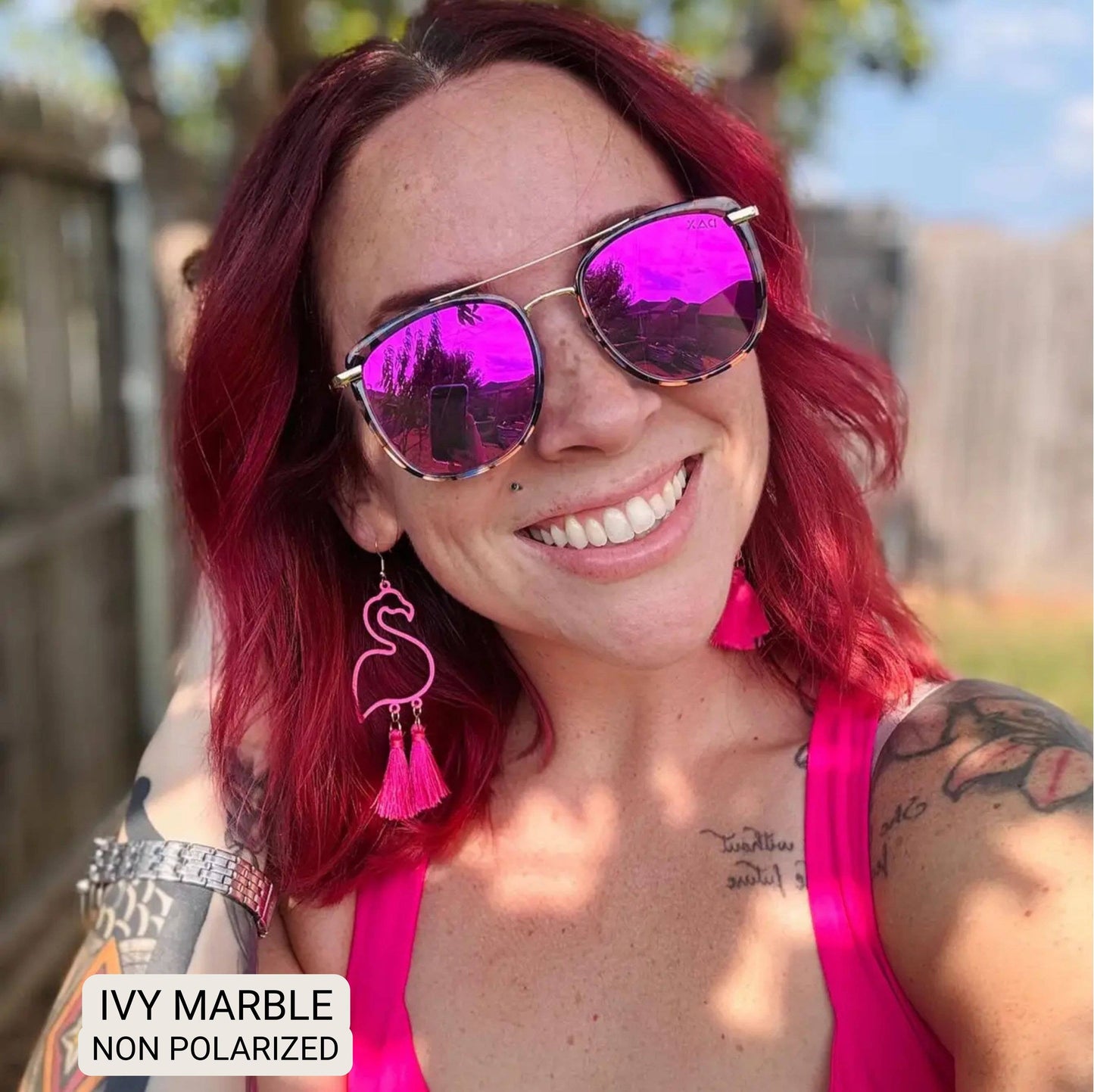 Ivy - Women's Oversized Square Sunglasses: GOLD Tx Dax