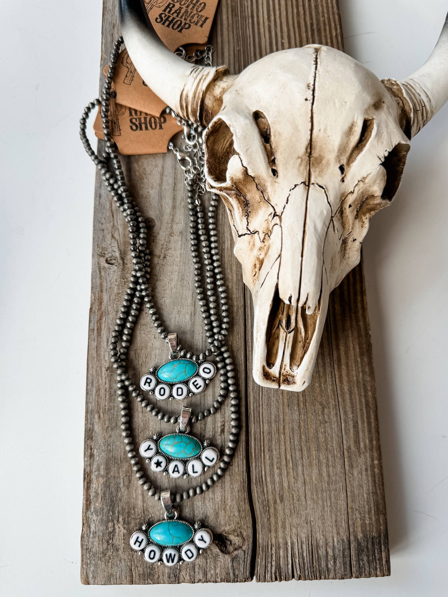 Rodeo Yall Howdy - Bead Pendant Necklace: YALL