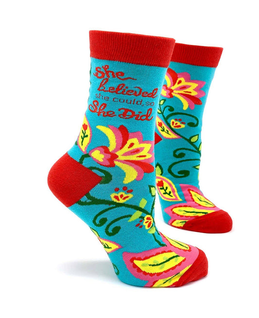 She Believed She Could, So She Did Women's Crew Socks Fab daz