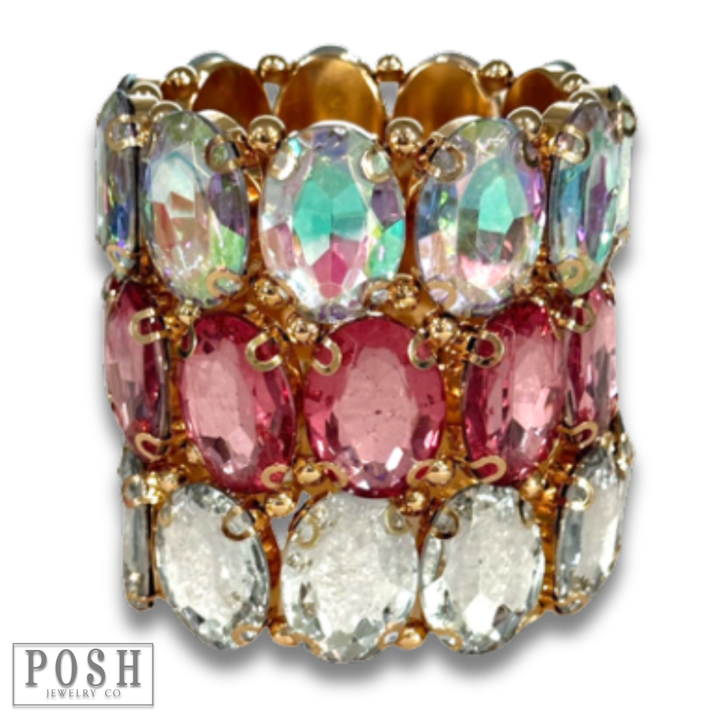Oval rhinestone bracelet: Clear