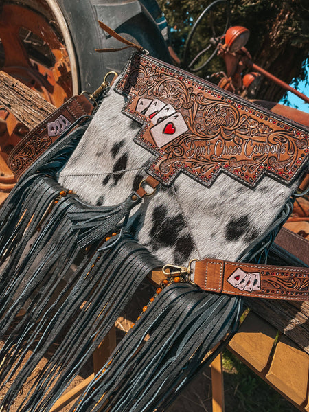 Don't Chase Cowboys Aces Cards Cowhide Purse Haute Southern