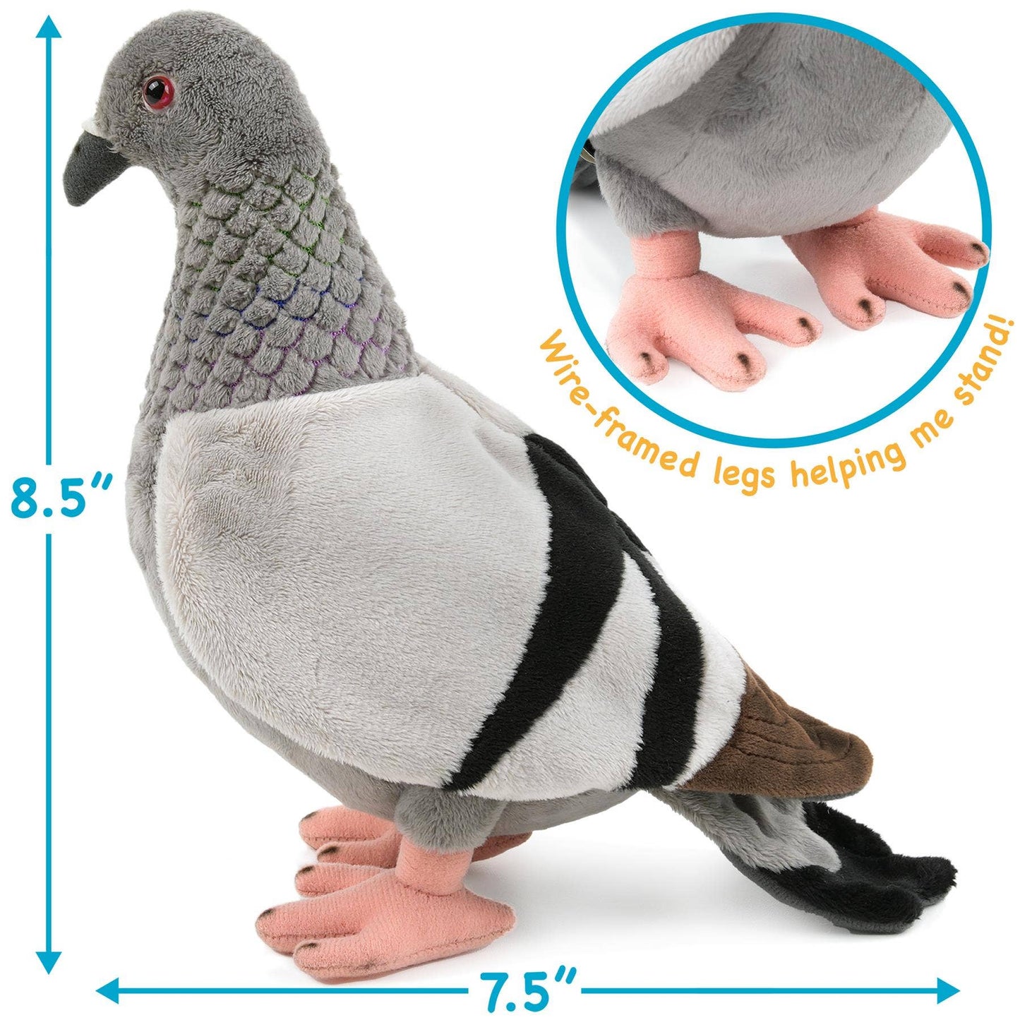 Pepper The Pigeon - 8.5 Inch Stuffed Animal Plush Bird Viahart