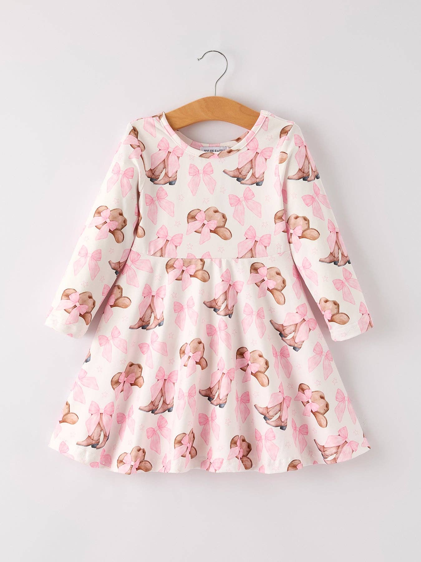 Autumn Western Girls Bow Milk Silk Long Sleeve Dress: 2