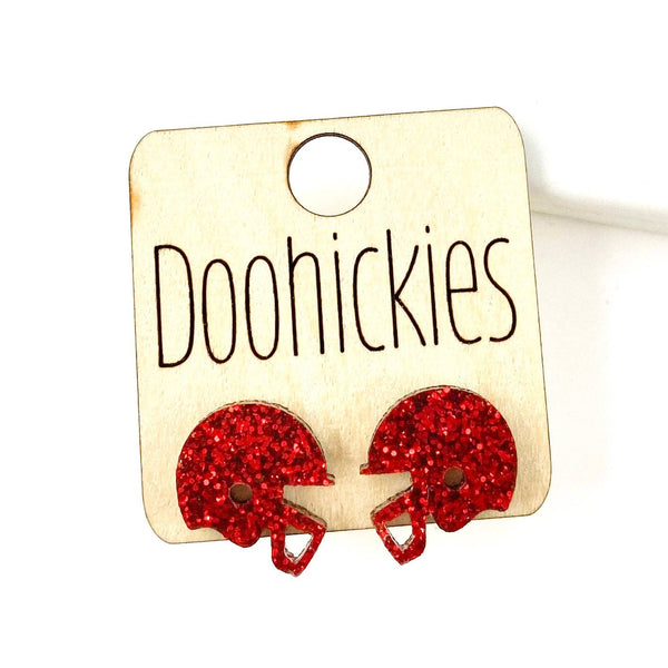 Helmet Studs  Earrings: Maroon Glitter Doohickie