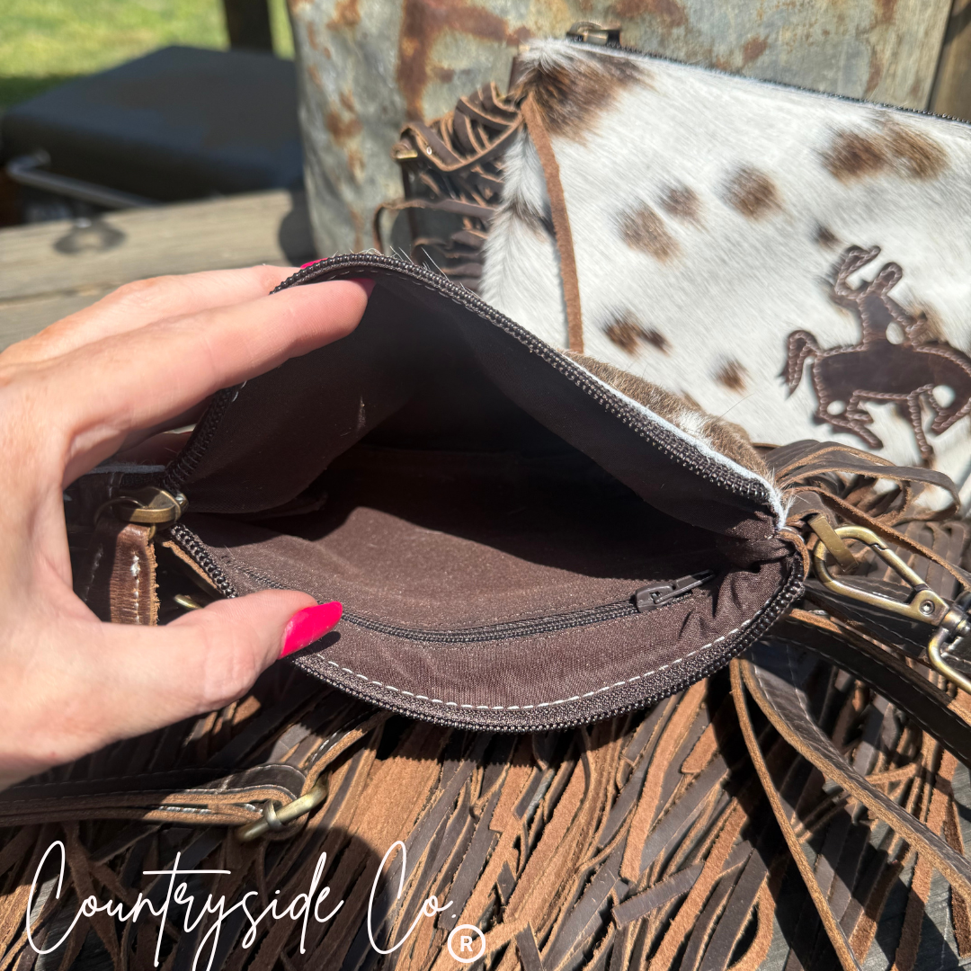 Rodeo Rider Cowhide Purse Crossbody with Wristlet Texas Western Cowhide