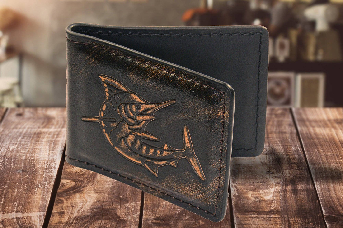 Marlin Burnished Leather Zep Money Clip