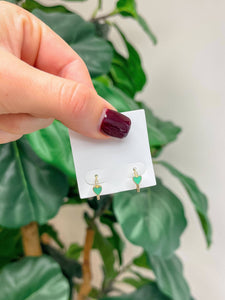 Enamel Heart Huggie Hoop Earrings: Green Prep Obsessed