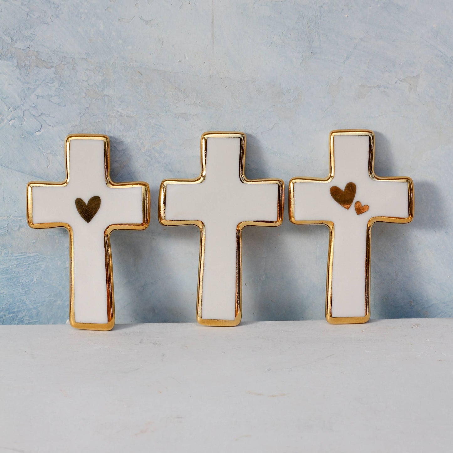 Cross Magnet | Handmade Ceramic Magnet with Heart: One Heart