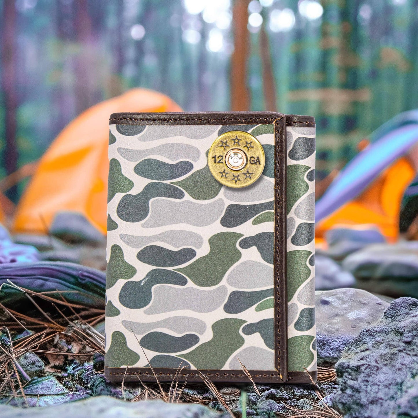 Shotshell Men's Trifold Old School Zep  Camo Leather Wallet