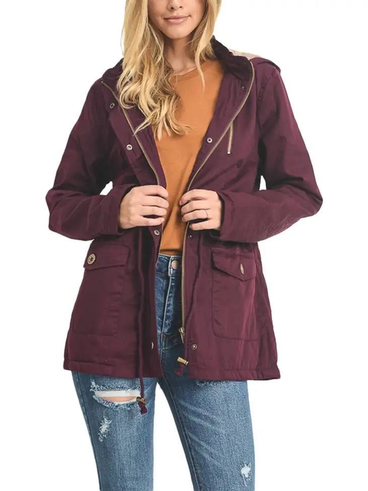 Plum Utility Parka Jacket zenana