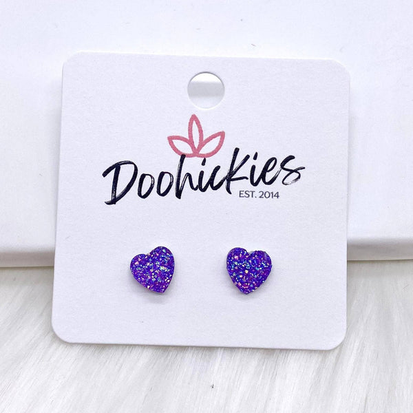 Valentine Sparkle Hearts -Earrings 8mm Crystal Doohickie