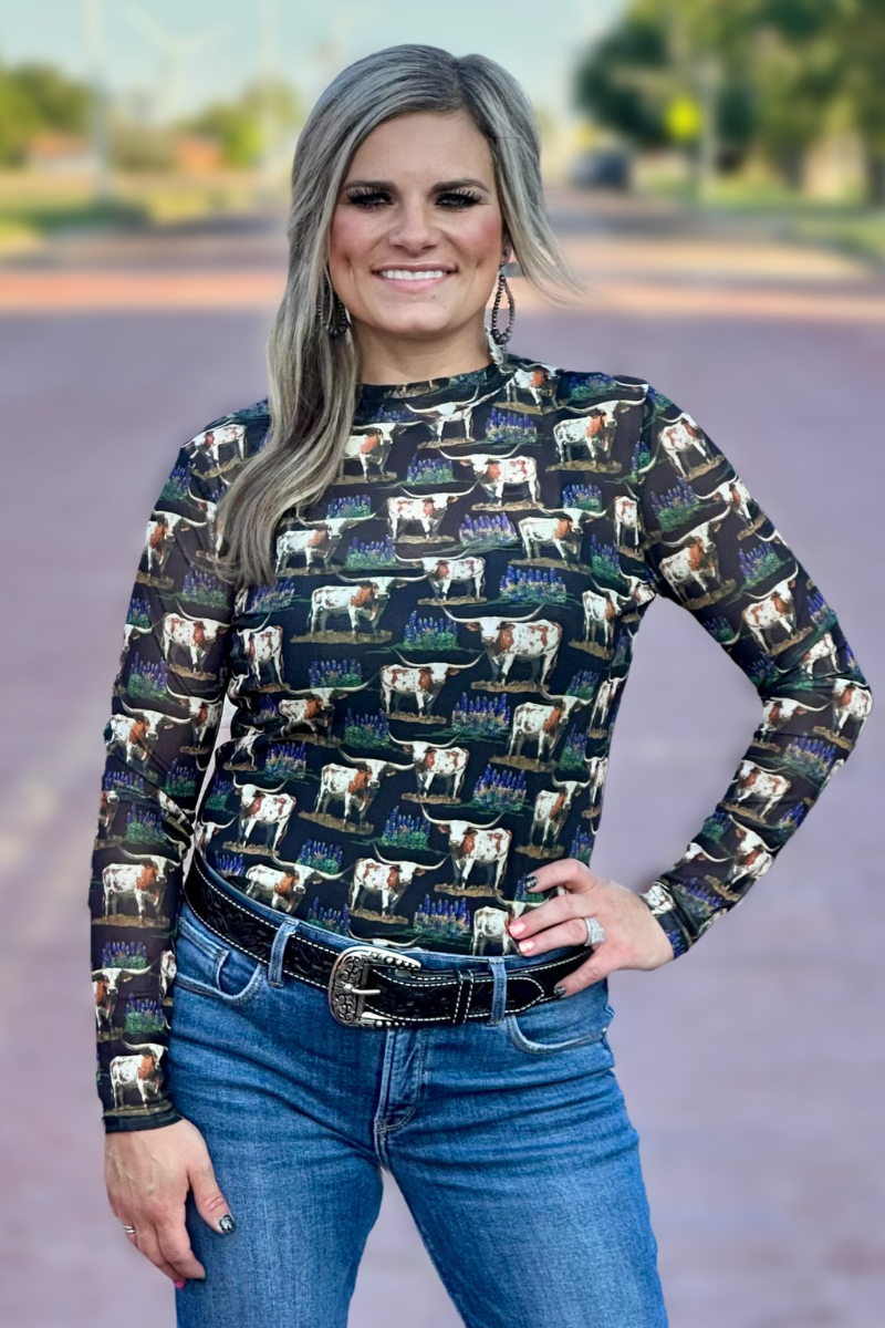 Somewhere In Texas Mesh Top: L