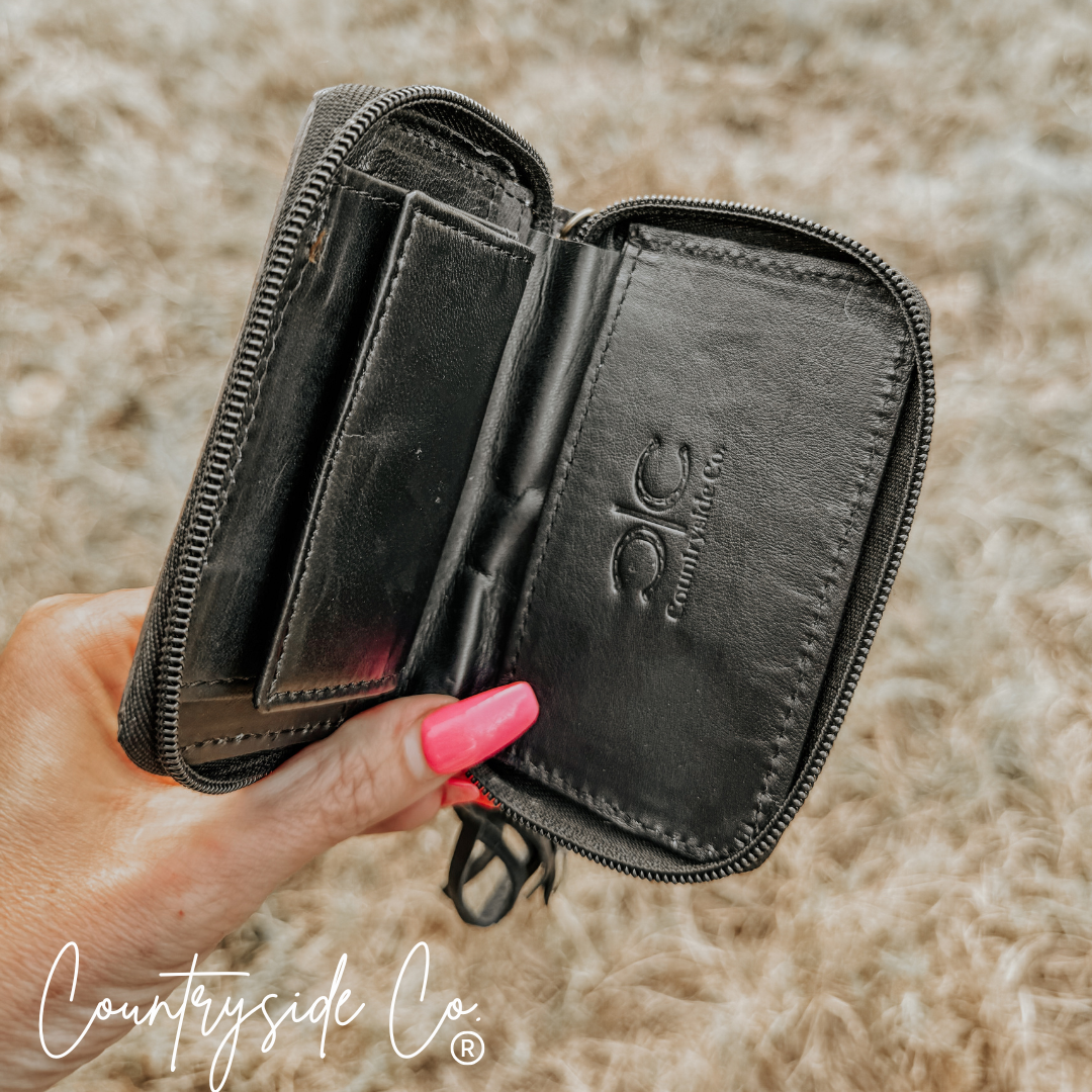 The Sidekick Checkered Mini Wallet Keychain Texas Western Cowhide