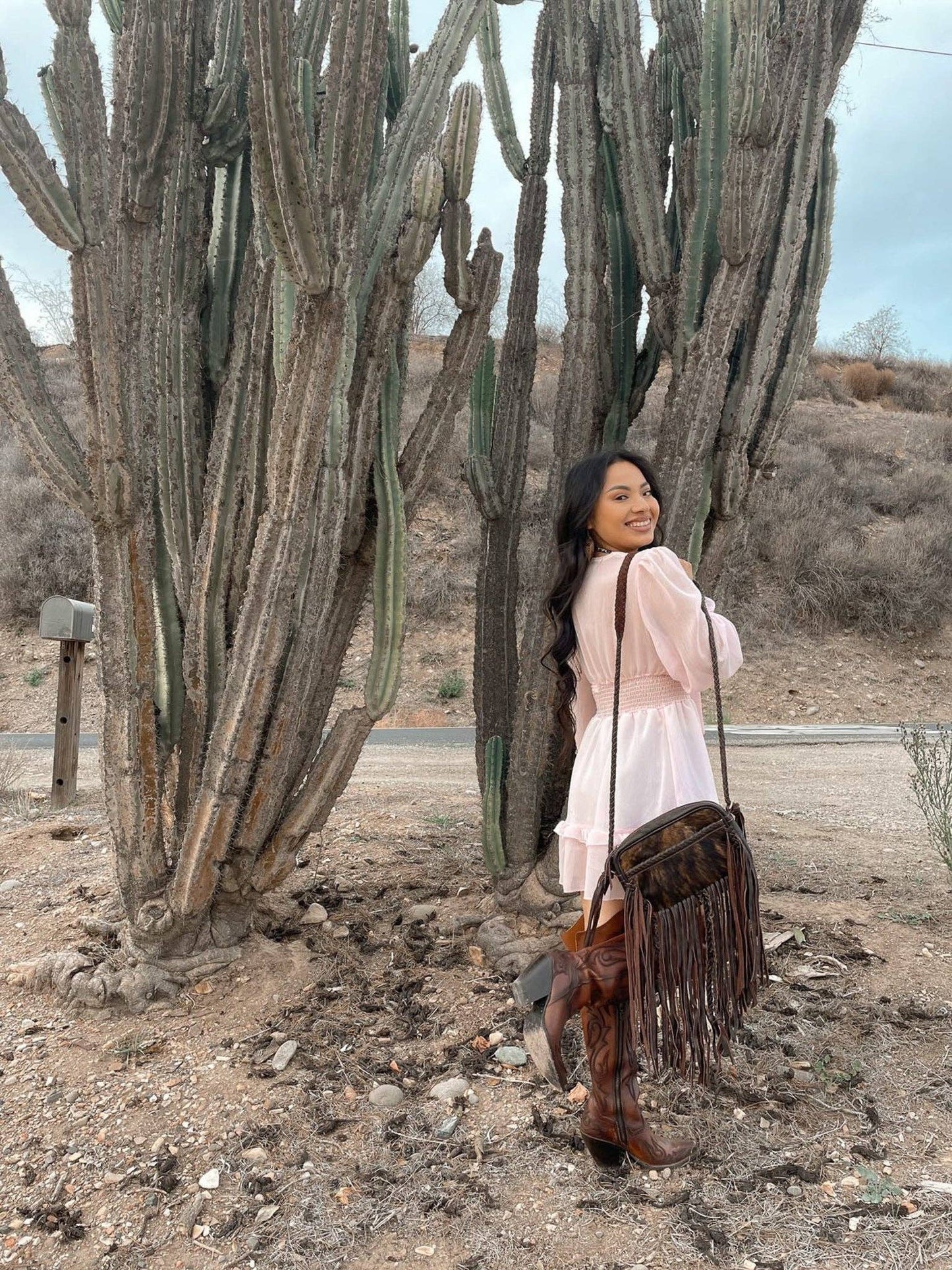 The Jolene Cowhide Purse in Brown Haught