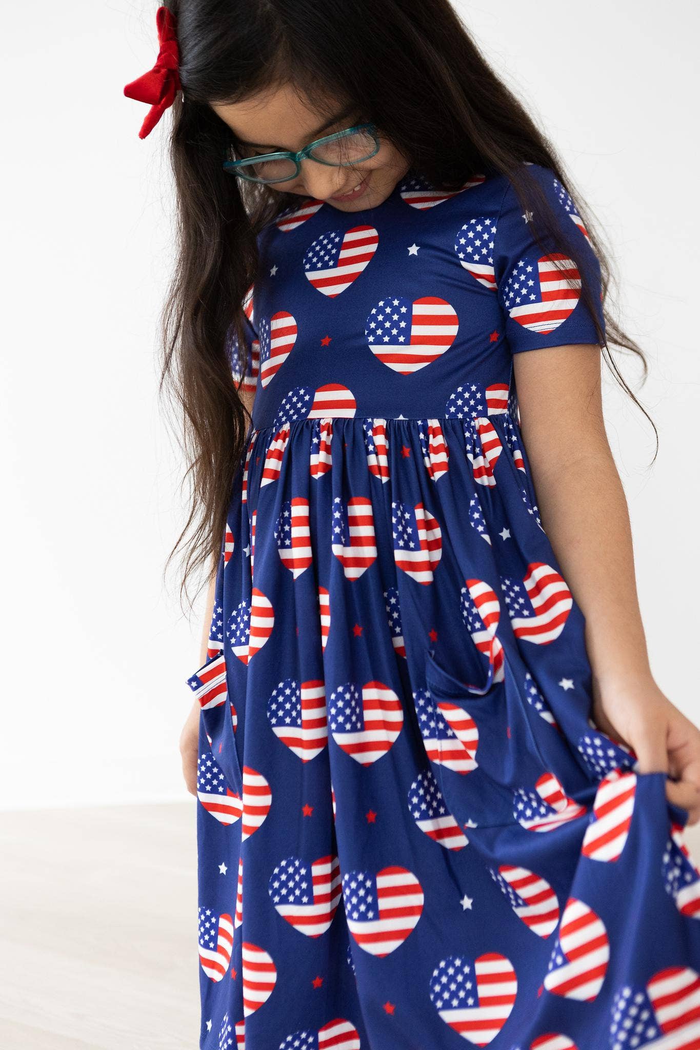 I Heart the USA S/S Pocket Twirl Dress: 4T